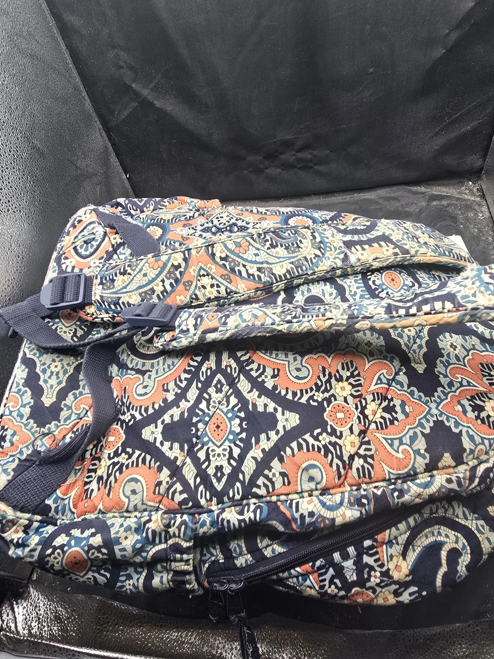 Vera Bradley Quilted Paisley Navy and Coral Backpack